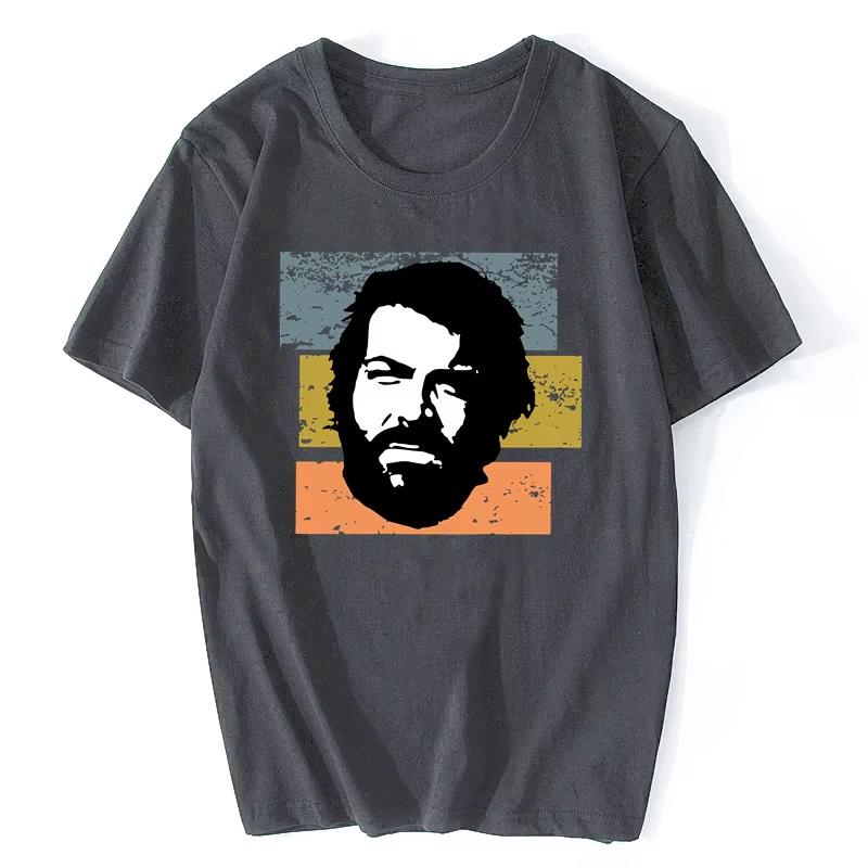 Handsome Unisexs Rerro Bud Spencer T-shirt Short Sleeved O-neck Cotton Tshirt Terence Hill Tee Tops