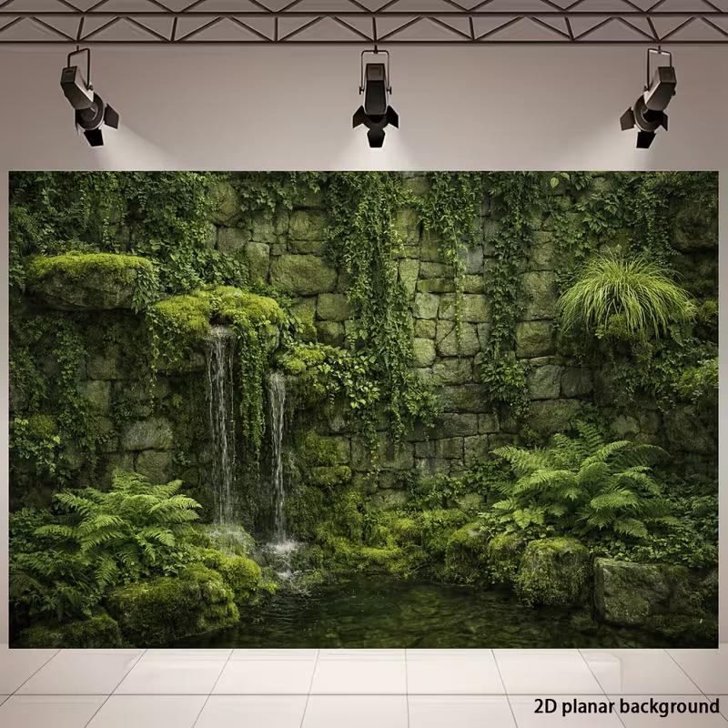 Secret Garden Banner with Ivy and Pond Photo Booth Background Cloth