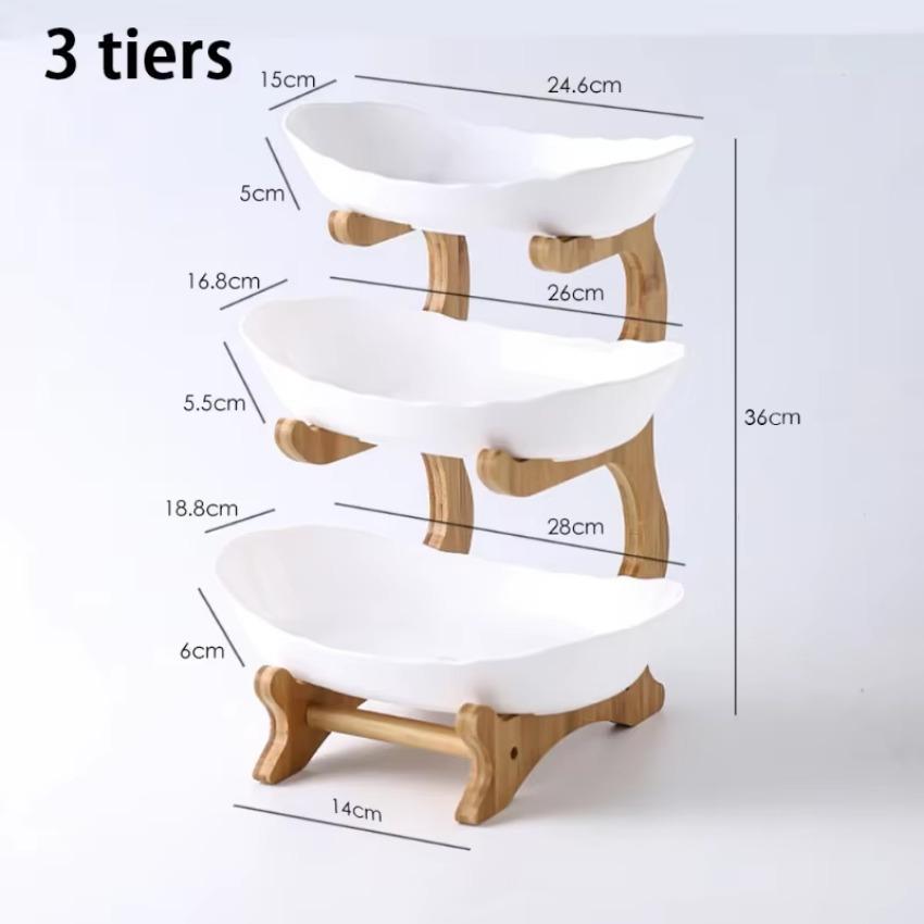 2025 Fruit Storages Plate Wooden Multi-layer Dining for Household Tabletop Snacks Candies Cake Storage Rack Large Capacity Food
