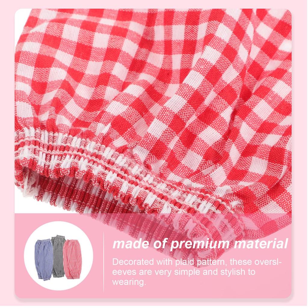TENDYCOCO Work Sleeve Covers, Stain-Resistant Lattice Dungaree Arm Covers for Washing, Kitchen, Housework, Cooking, Cleaning, and the Office
