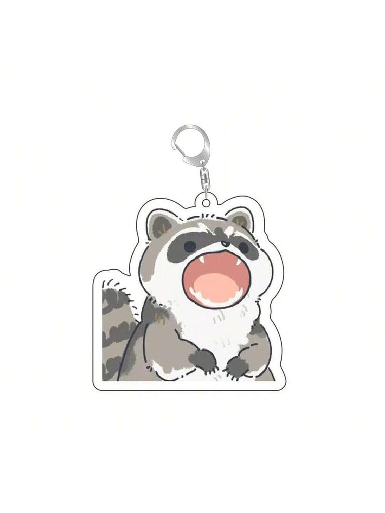 Cute Cartoon Raccoon Acrylic Keychain Pendant For Car Keys Couple Bags Student Friend Backpacks Holiday Creative Gift