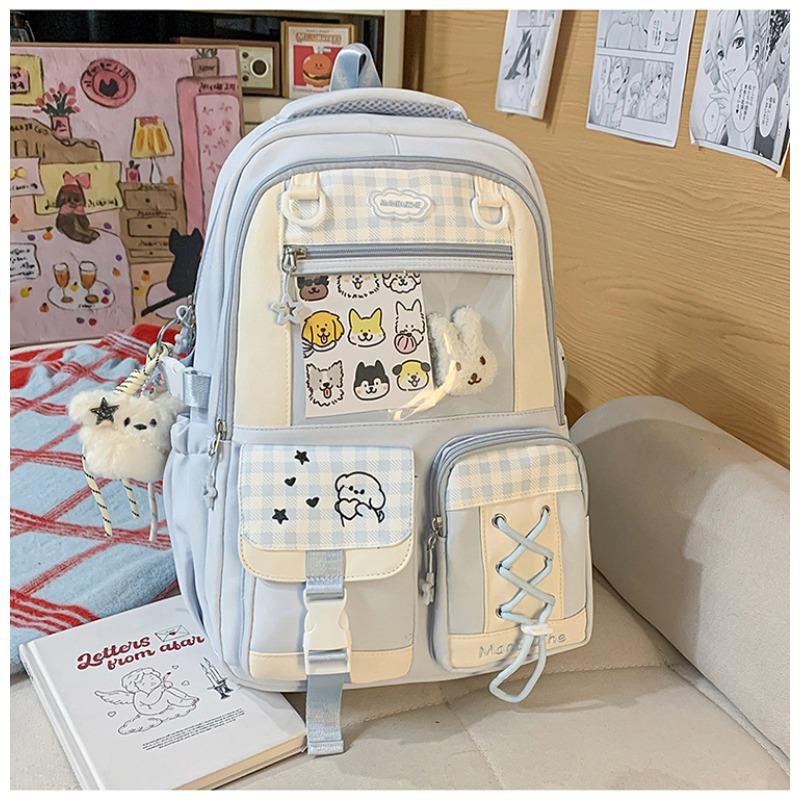 Cute cartoon ins wind schoolbag Girls college wind backpack Junior high school students lightweight largecapacity backpack