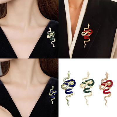 Unieke Slang Broche Kristal Metaal Slang Badge Speld Voor Diverse Outfits Formeel Evenement Chinees Nieuwjaar Viering Sieraden