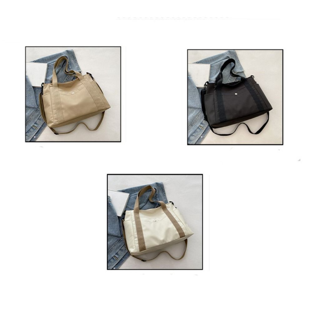 Large Capacity Multi Pocket Tote Bag Solid Color Nylon Crossbody Bag Canvas Tote Bag Commuting