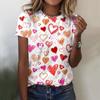 Summer Women T shirt 3d Love Heart Pattern Print T-shirt Women Fashion Crew Neck Short Sleeve Graphic Tshirt Lady Tops Tees New