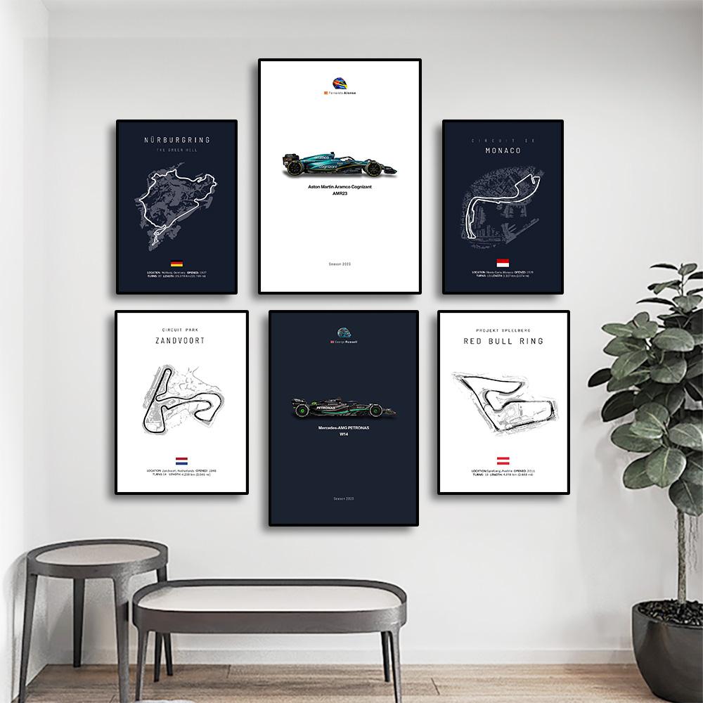 

Формула-1 Трасса Холст Живопись Настенное искусство Скандинавская эстетика F1 Гоночный автомобиль Плакат Печать Иллюстрация Картина для домашнего декора