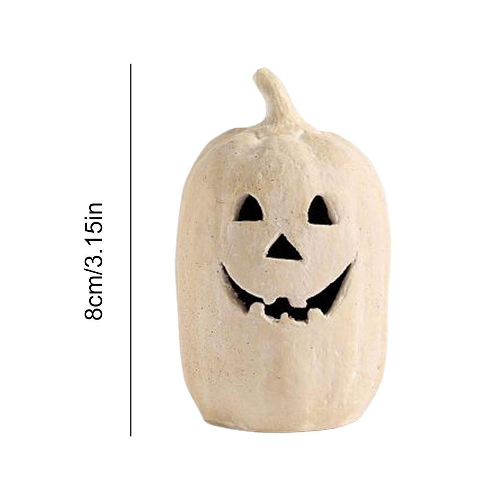 Halloween Pumpkin Lantern Decorative Hand-Carved Pumpkin Table Ornament Handcrafted Jack O Lantern Shade Home Room Decoration