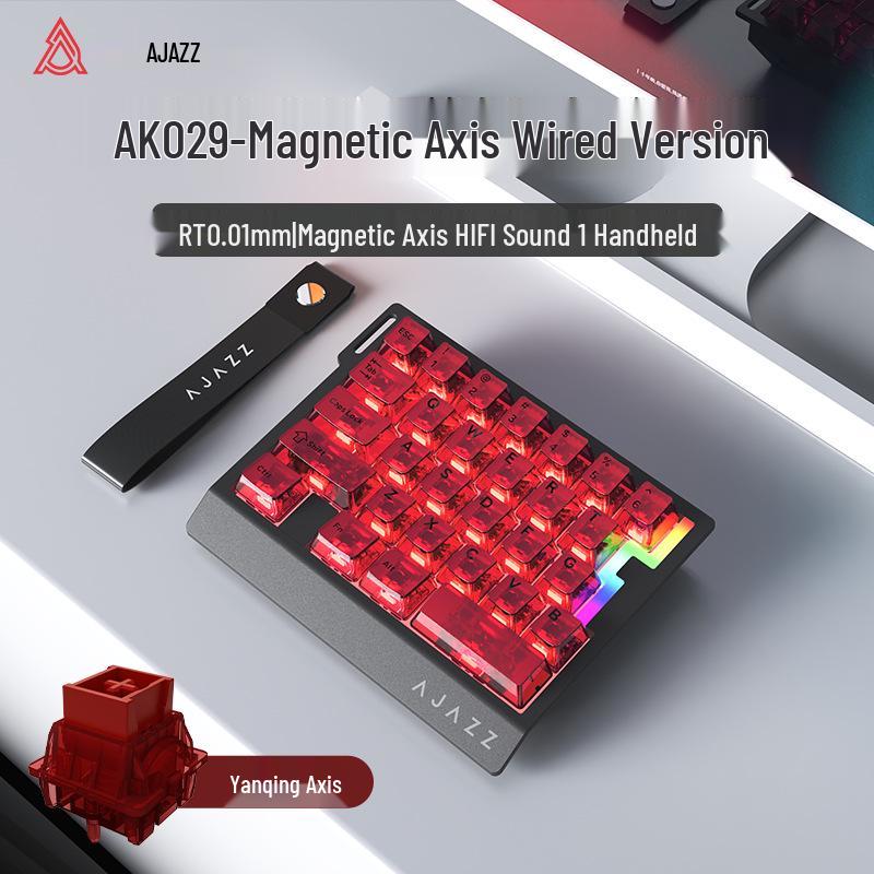 Ajazz AK029 One-Handed Gaming Keyboard, Magnetic Rice Shaft, Hi-Fi, 29 Keys, RGB, Customizable, Hot-Swappable