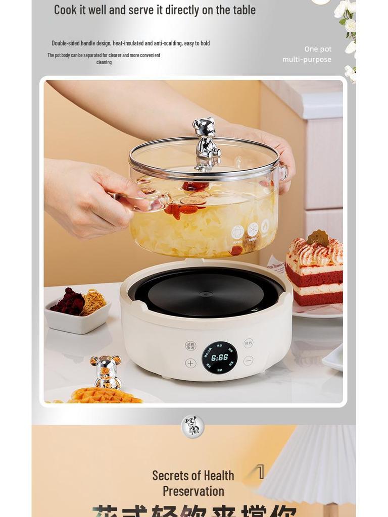 Health Pot: Multi-Function Electric Kettle for Chinese Medicine, Tea, Soup, and Porridge with Thickened Glass and Fully Automatic Features.