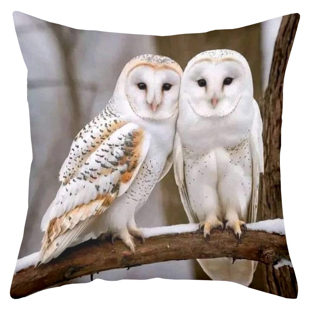 Barn Owl Decorative Pillows With Nest And Mountain Scenes Polyester Pillowcase, Sofa Decorative Cushion Cov Headboard Pillow