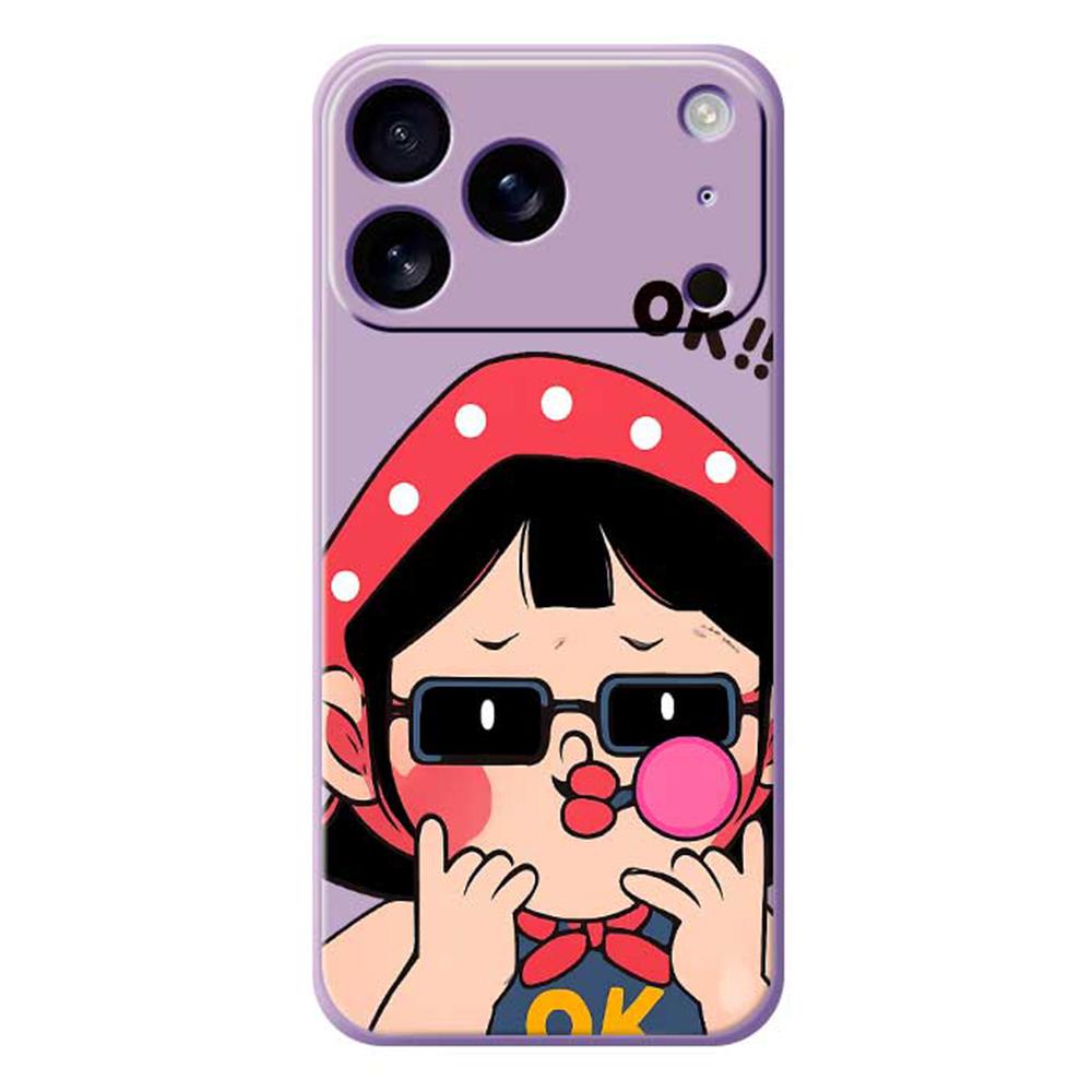 For iPhone 17 Pro Max Case Cute Kid Pattern Printing Straight Edge TPU Phone Back Cover