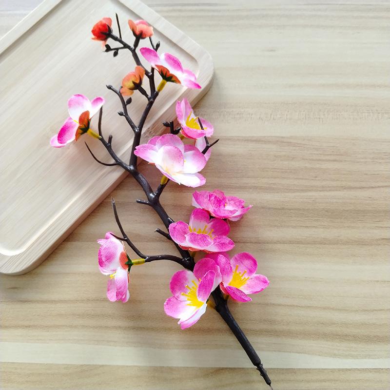 

30СМ Ветки цветущей сливы Искусственные цветы Свадьба Дом Стол Искусственная цветочная композиция Украшение 1PC(No Vase) розовый