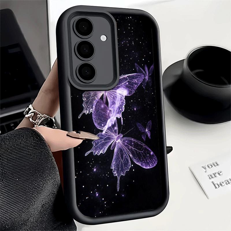 Phone Case for Samsung Galaxy S26 S25 Ultra S24 FE Beautiful Purple Butterfly Shell S23 Plus S22 + S21 S20 5G Soft Silicone Fund