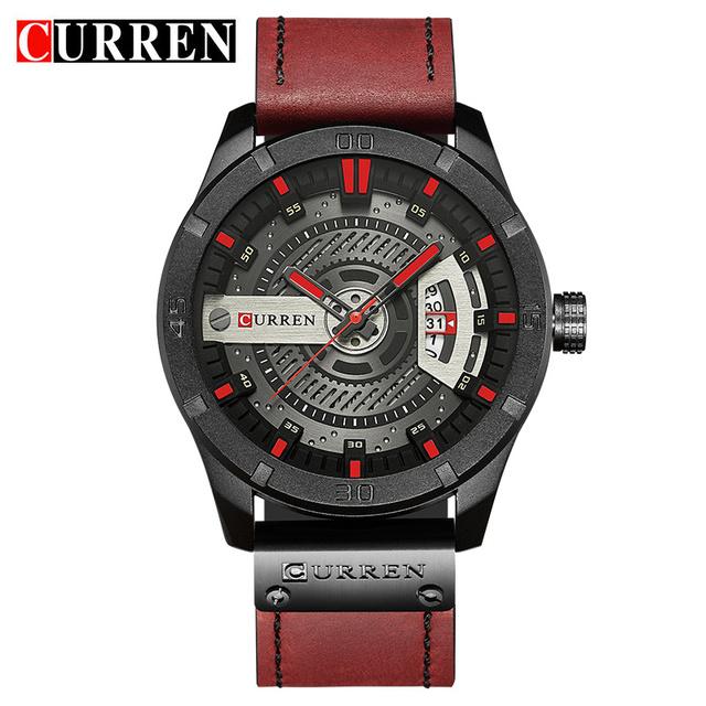 CURREN Men Military Sports Watches Men's Quartz Date Clock Man Casual Leather Wristwatches  Relogio Masculino