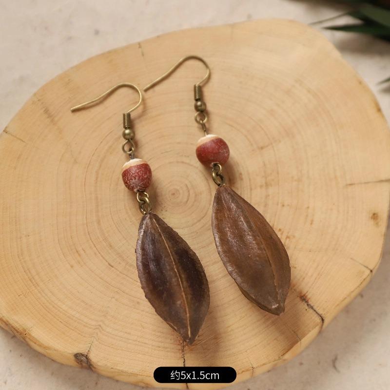 Original Design Traditional Chinese Medicine Plant Earrings Retro Literature Natural Fruit Handmade Long Earrings Women