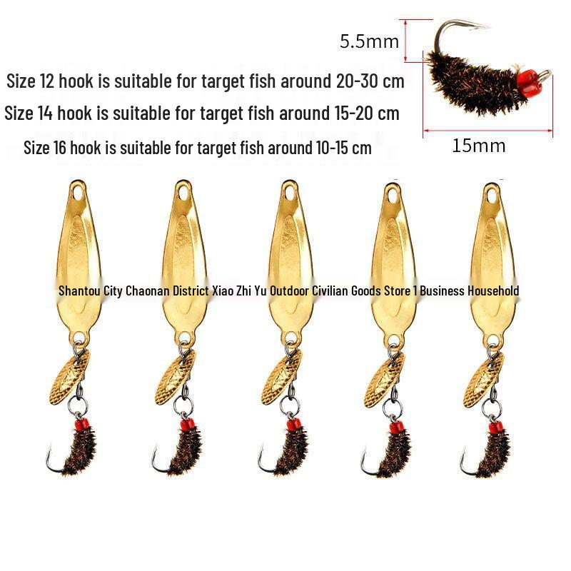 Lead-Free Spinner Blade Bright Sequin Fly Fishing Hook with Sunflower Micro-Lure for Maba and Qiaozui.