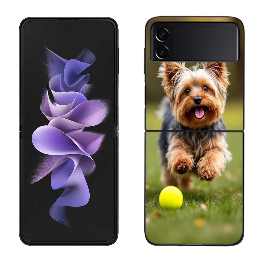 Yorkshire Terrier Dog Phone Case For Samsung Z Flip 7 6 5G Galaxy Z Flip 5 4 3 Black Hard Cell Cover Luxury PC Shell Coque
