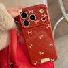 Simple Bow for Apple 17 Mobile Phone Case Iphone16promax Retro Burgundy 15 Anti-drop 13 Soft 14