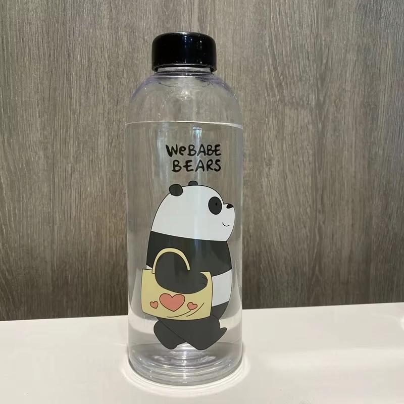 1000ML Portable Large Cartoon Water Bottle Panda Cute Bear Frosted Straw Mug Food Grade Heat Resistant Good Feeling Water Bottle