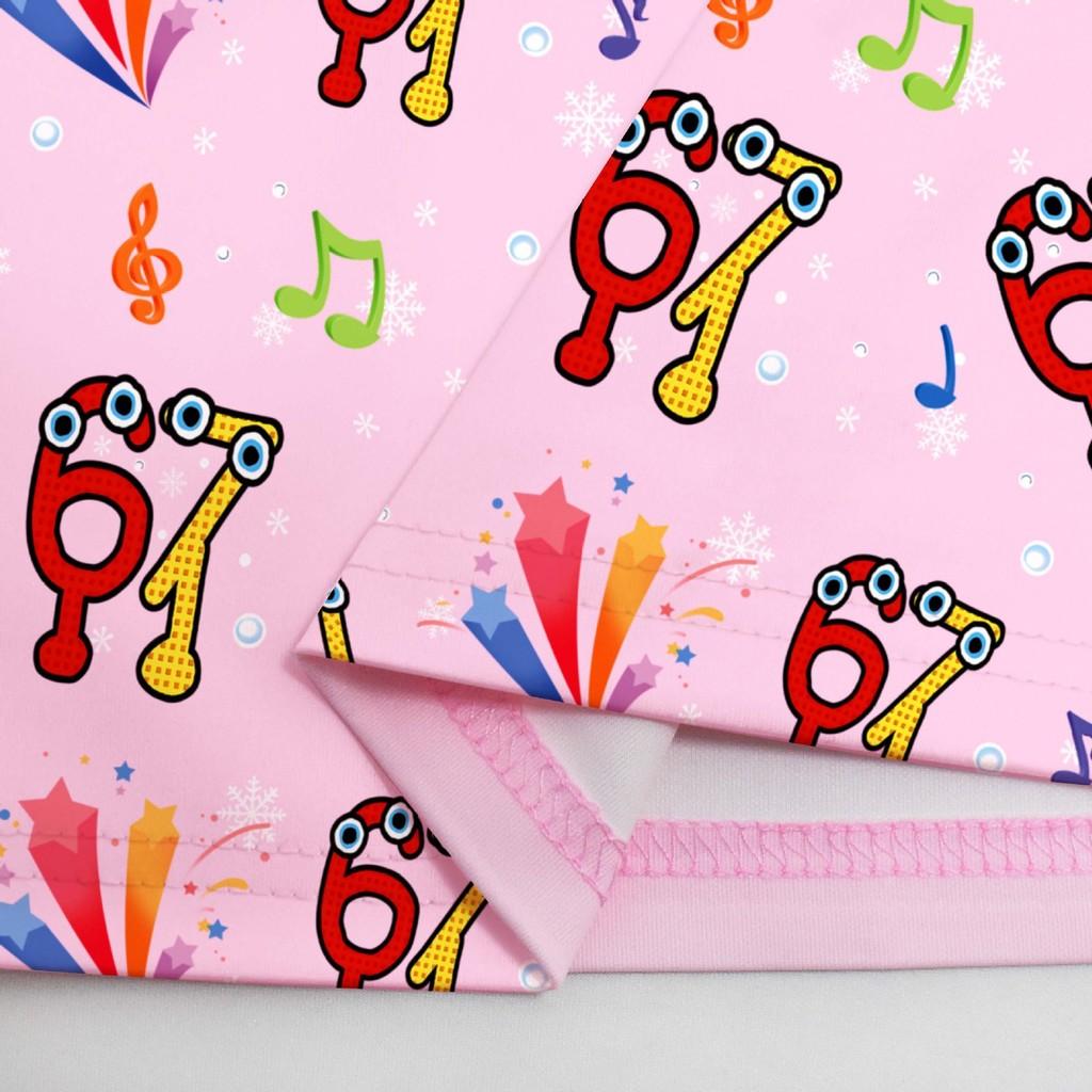 94238 Girls Steal A Brainrot 67 Printed Bow Party Sleeveless Princess Dress