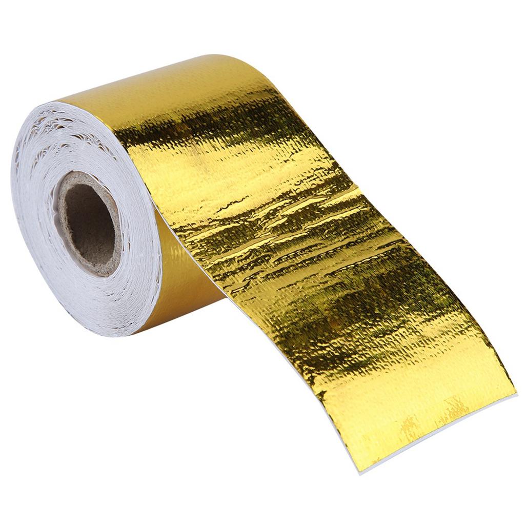 1 Roll Golden Car Aluminum Foil Adhesive Reflective Heat Shield Wrap Tape (10m * 5cm)