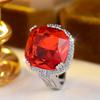 Big Square Stone Orange Red Crystal Rings For Women Vintage CopperColor Engagement Ring Wedding Jewelry Valentine's Day Gifts