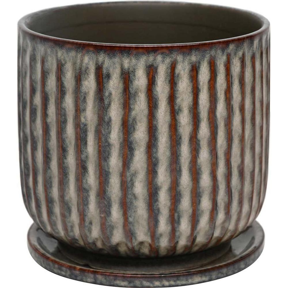 

8-дюймовый керамический горшок с поддоном, дренажными отверстиями, для комнатных и уличных растений, современный декоративный садовый горшок United States