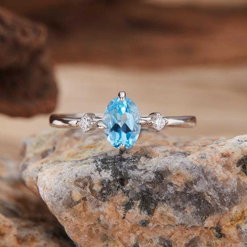 S925 Sterling Silver Colored Treasure Ring Women'S Natural Topaz Garnet Diopside Olivine Simple Versatile Ring
