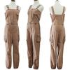 Women Fashion Sleeveless Pockets Blet Ankle Tied Long Pants Overall Jumpsuit
