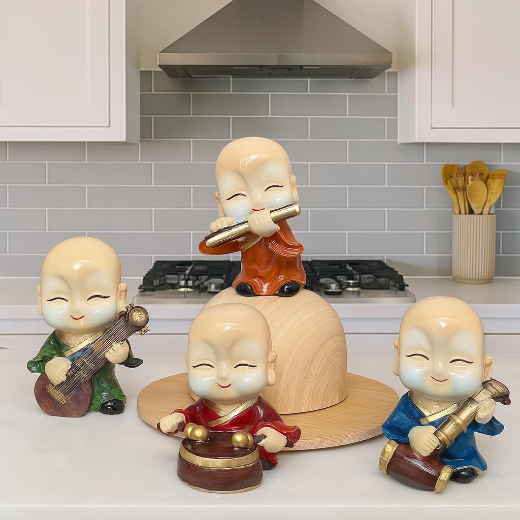 Musikalische Buddha-Dekoration für die Heimdekoration (4er-Pack, Mehrfarbig)