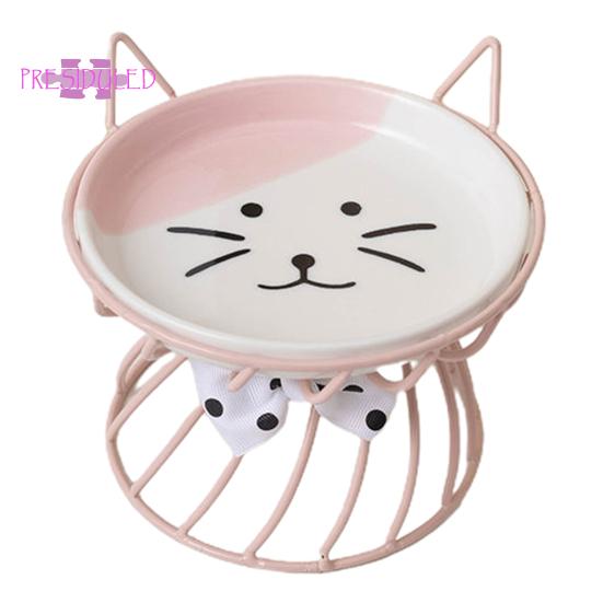Ciotola per cibo per gatti rialzata, grande capacità, anti-vomito, ciotola in ceramica con staffa - Prodotti per animali domestici