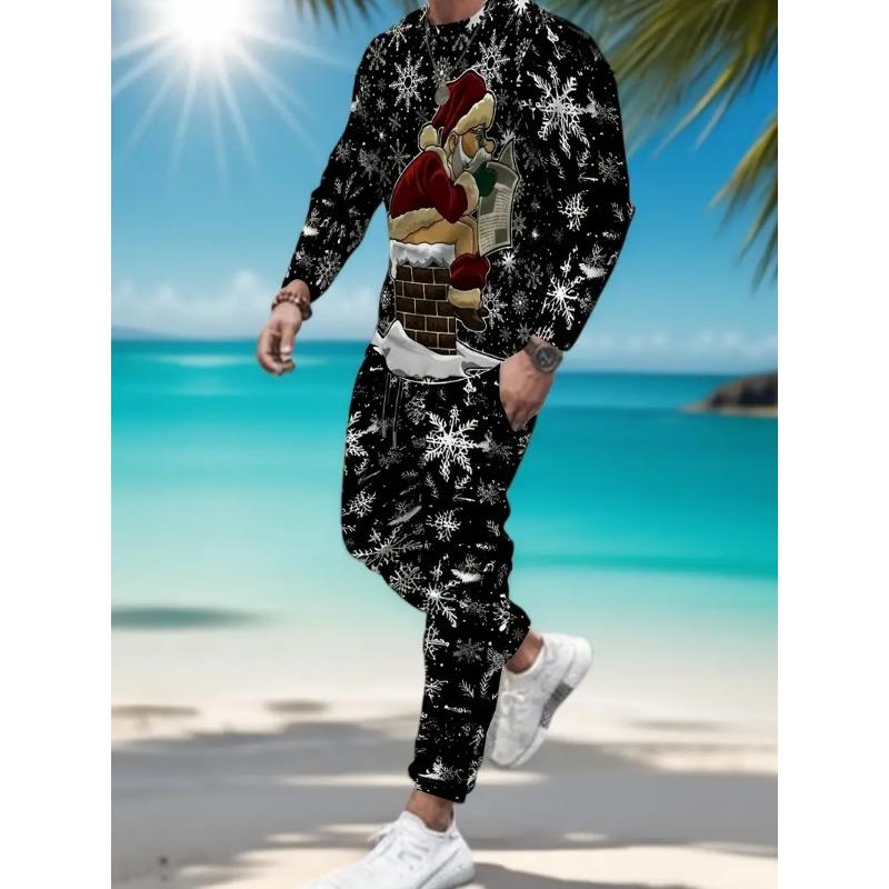 Julklädesset Vår Höst Herr Dam Mode 3D-tryck Mode Casual Sportkläder Sweatshirt Joggingbyxor 2 Delar Set