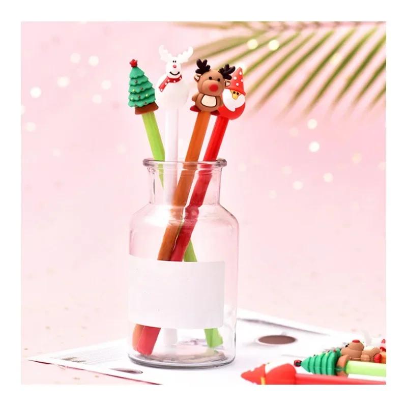 Kawaii Creative Cartoon Gel Pen 0.5mm Black Santa Claus Christmas Gift Series Neutral Student Stationery Office Signature Pens