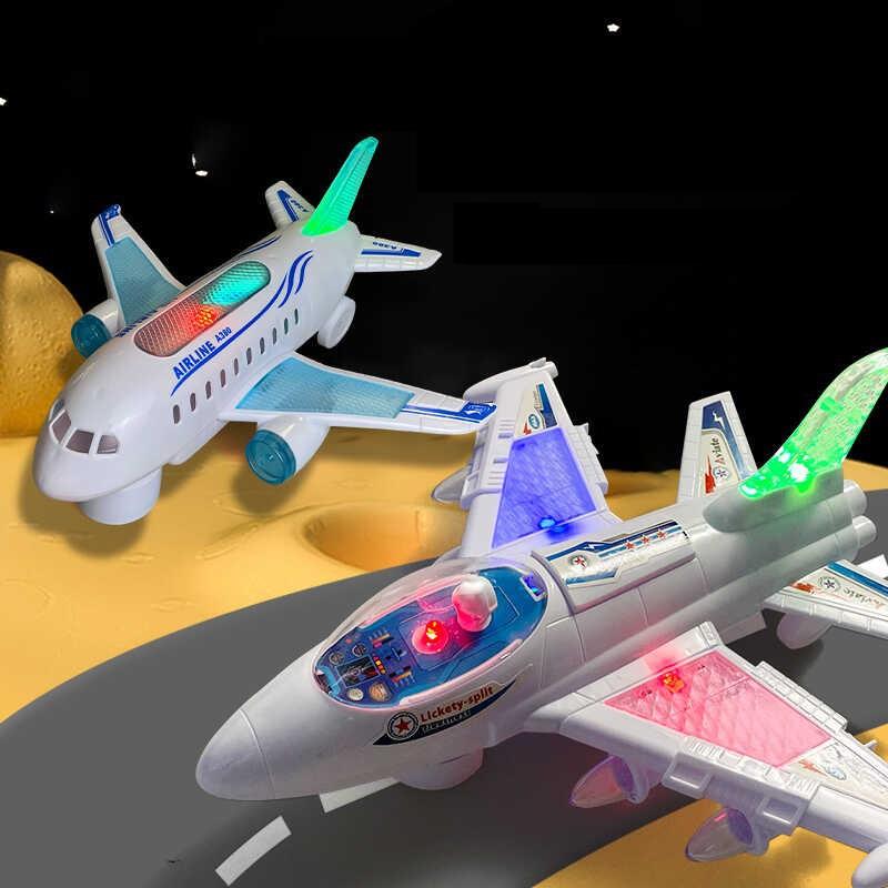 Christmas Kids Gift Electronic Aeroplane Toy with Music Autopilot Rotation Flash Sound Plane Educational Toy for Children