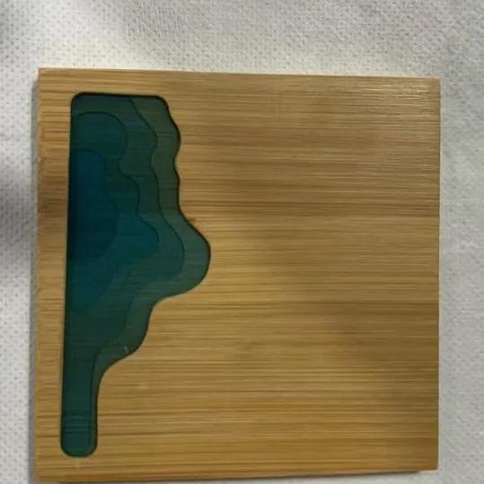 Resin Tea Coaster Round Square Kung Fu Tea Mat Craft Bamboo Non-slip Insulated Tea Tray Home Coffee Coaster Teaware Accessories