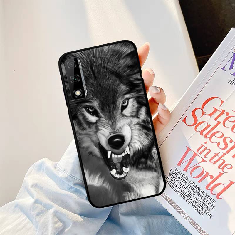 Yinuoda Coole Telefonhülle mit schwarzem Wolf-Print für Huawei Y9 Y8 Y6 Prime Y7 Pro Y8s Y5 Mate 20 Pro 10 lite Cover