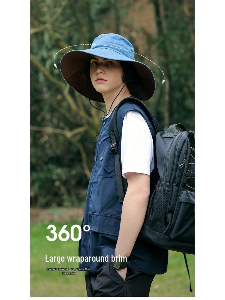 Breathable Sun Protection Fisherman Hat for Men & Women - Hiking, Fishing, Outdoor, Large Brim