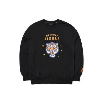 MLB Detroit Tigers Sweatshirts Unisex Black Crew Neck Moderate Regular 3AMTD0121-46BKS