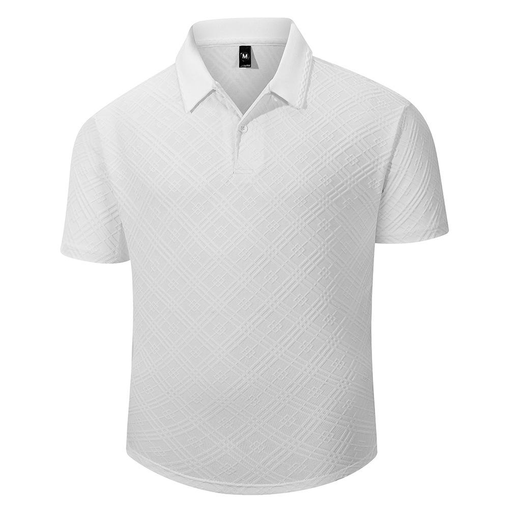 Men s Plus Size European Seamless Ice Silk V-Neck Polo Shirt - Summer Lightweight Short Sleeve Loose Fit L белый