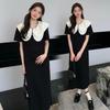 Summer 2026 Floral Doll Collar Maternity Dress with Loose Fit and Straight Leg Design