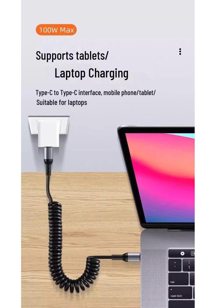 Huawei Honor Type-C Fast Charge Retractable Spring Cable for Car Interconnection