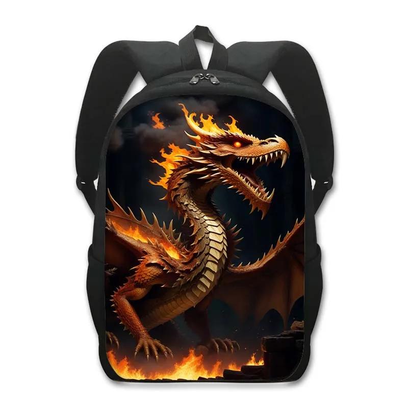Fantasy Magic Dragon Print Backpack Cartoon Dragon Baby Student Schoolbags Women Men Laptop Rucksack Outdoor Travel Daypack