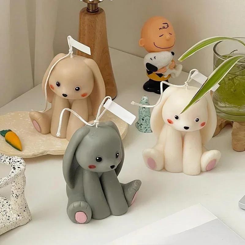 Roztomilá kreativní ručně vyráběná sedící šťastná králíčí silikonová forma 3D králíček forma na vonné svíčky vosk aromaterapie výroba DIY forma na svíčky