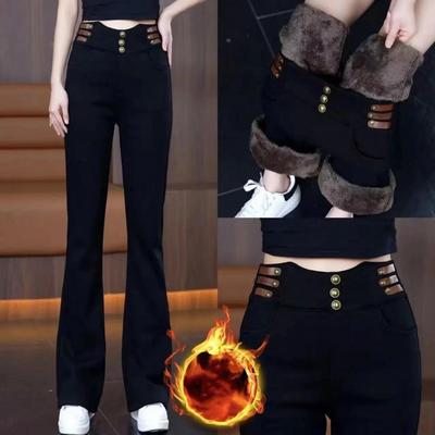 Pantalon d'hiver taille haute pour femme, rembourré et épaissi, micro-élastique, coupe slim, tempérament, pantalon fer à cheval