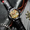 TEVISE Uhr Herren Hollow Fashion Leder Herrenuhr Im Dunkeln leuchtende automatische mechanische Uhr