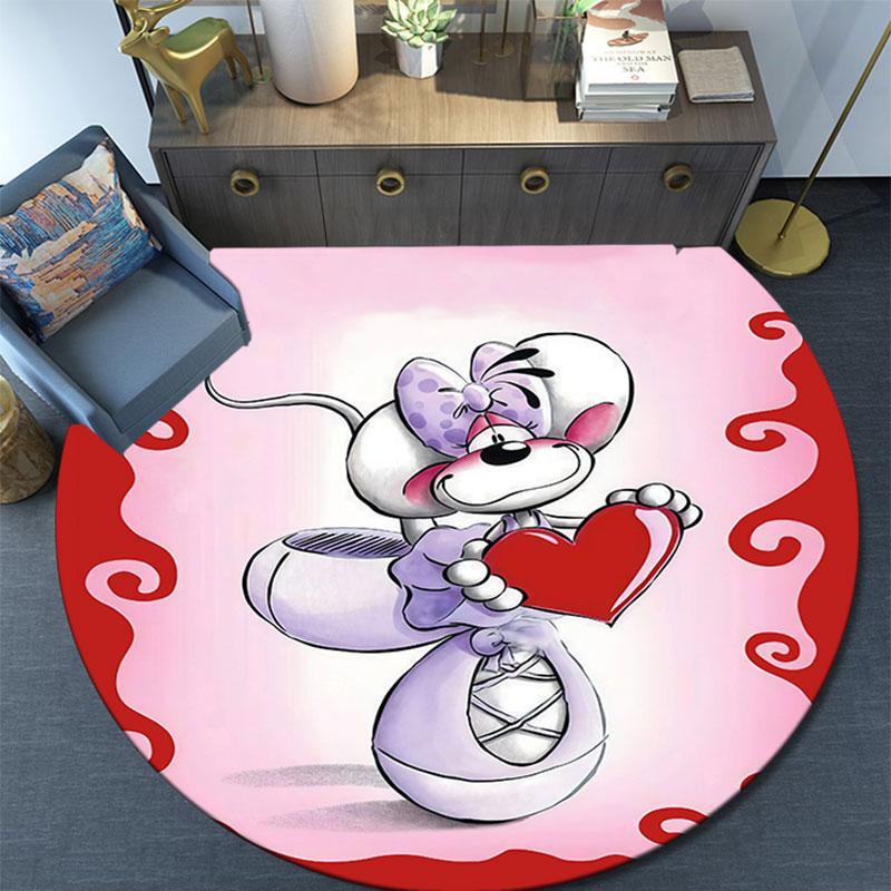 Diddl Cartoon Pattern Round rug,Carpet Rug for Living Room Bedroom Playroom ,Non-slip Floor Mat,Holiday Gifts and Birthday Gifts.