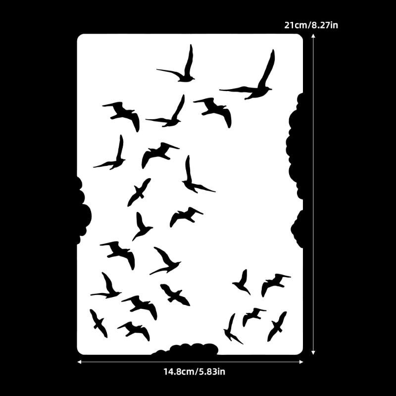 Diy Scrapbooking Reusable Bird Pattern Stencil Card Making & Crafts - Durable Plastic Spray Painting Templat