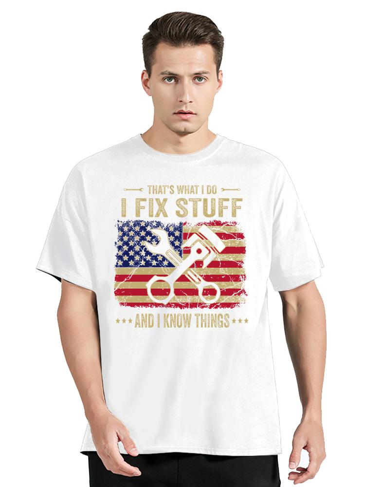 New Men s Clothes Hip Hop T-shirt THAT S WHAT I DO I FIX STUFF Printed Summer Oversized Tshirt Fashion Tee Casual O-neck T Sh... S разноцветный