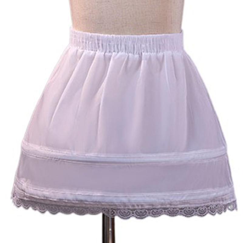 Girls' 2 Hoops Petticoat Half Slips Flower Girls Crinoline 11.8 Inch Short Skirts Lace Hem for Ball Gowns 1-9 Year Old