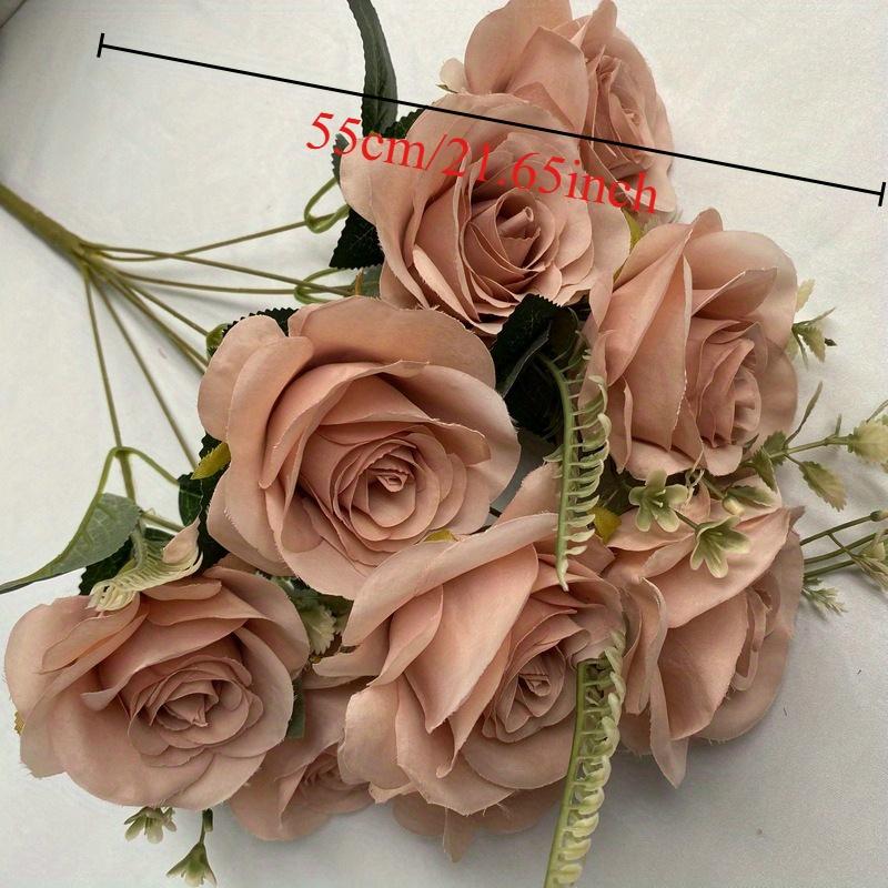 1Pc Simulation Single 9-Head Fruit Round Rose Flower for Outdoor Patio Garden Wedding Home Decoration Accessories